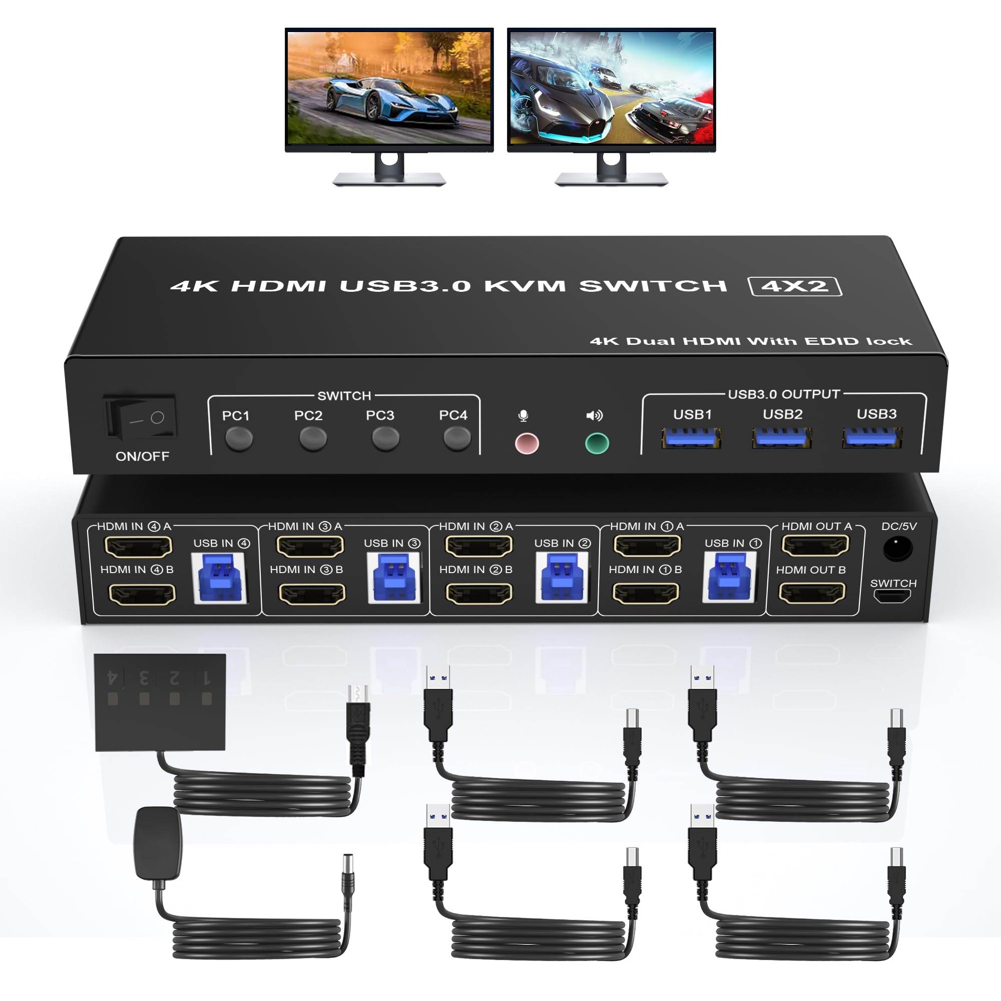 Pc Gaming Emulator - Conmutador KVM USB 3,0 4K monitores