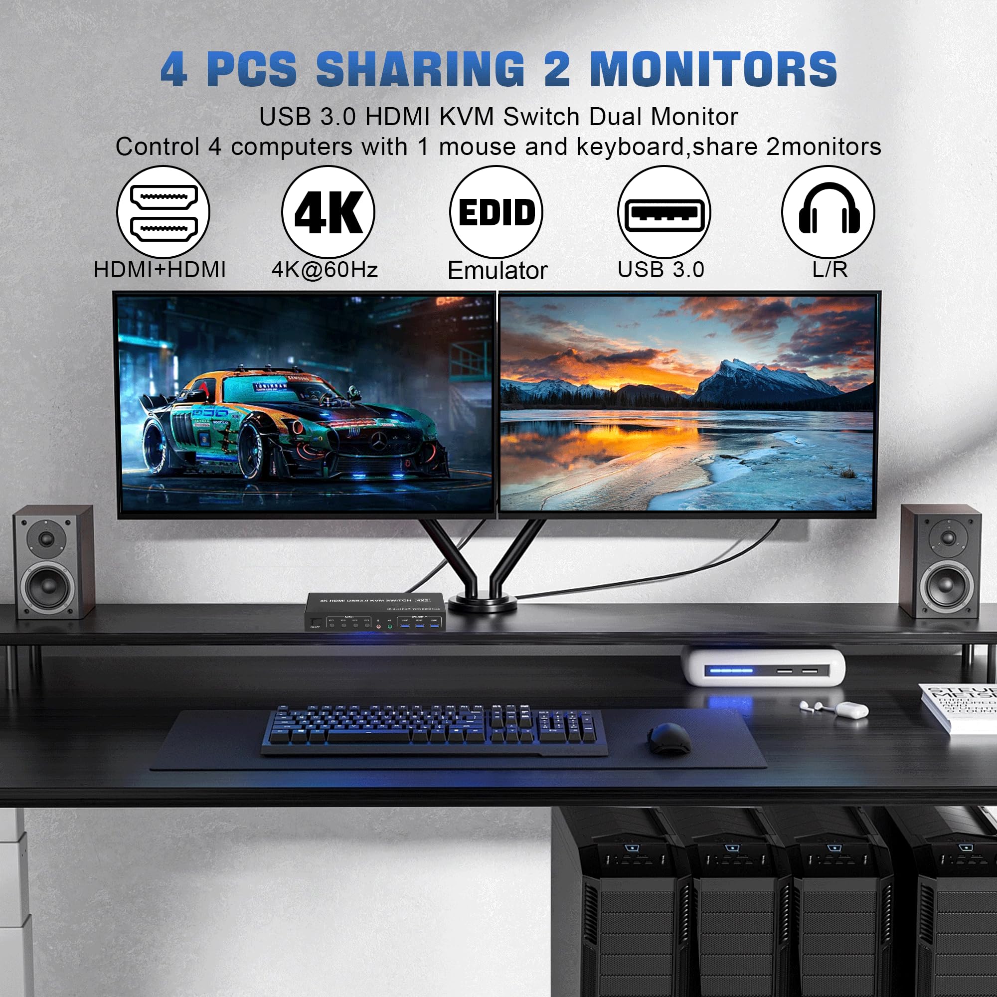 Conmutador KVM USB 3,0 4K moni - Pc Gaming Emulator reseña y precio